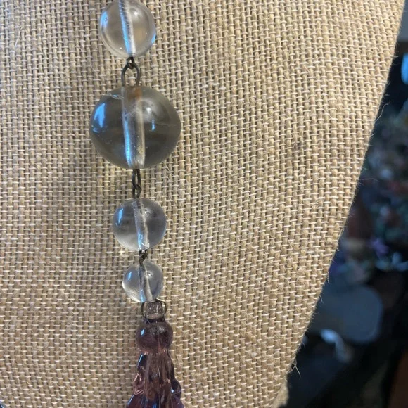 Antique Crystal & Amethyst Pool of Light Style Necklace
